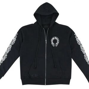 Chrome Hearts Black and White Zip Up Sweater